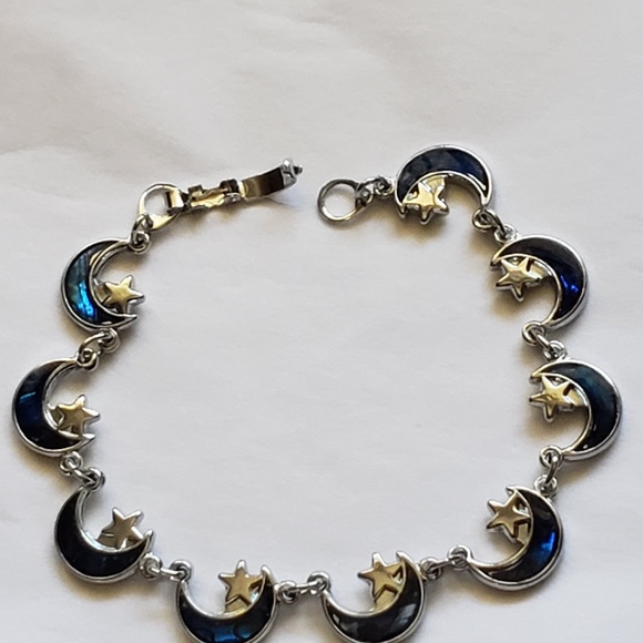 ABALONE Inlay Shell Moon and Star Bracelet,Anklet Paua Shell Link Bracelet - Picture 5 of 5
